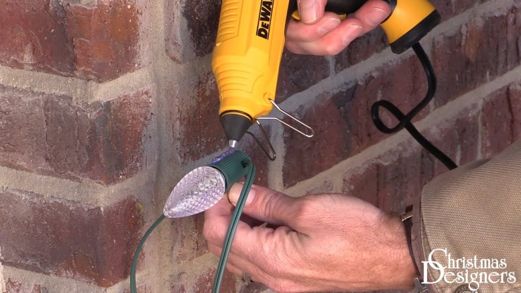 Attaching Christmas Lights to Brick with Hot Glue