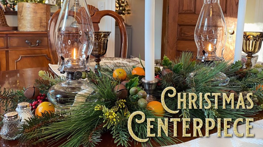 Rustic Christmas Table Centerpiece with Candles – Christmas Floral – Farmhouse Christmas Decorating